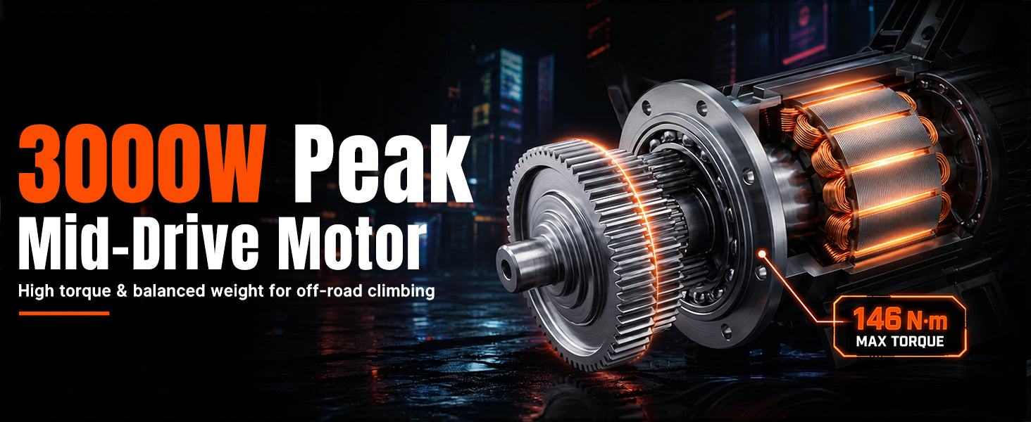 3000W peak mid-drive motor on DirtVolt M76 electric dirt bike